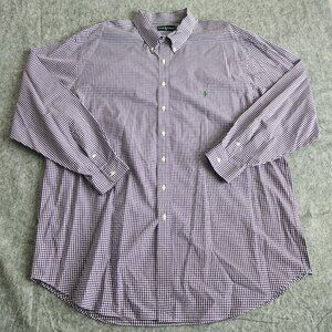 Polo Ralph Lauren Vintage Gingham Hong Kong Button Up Shirt Mens 3LT Purple Pony